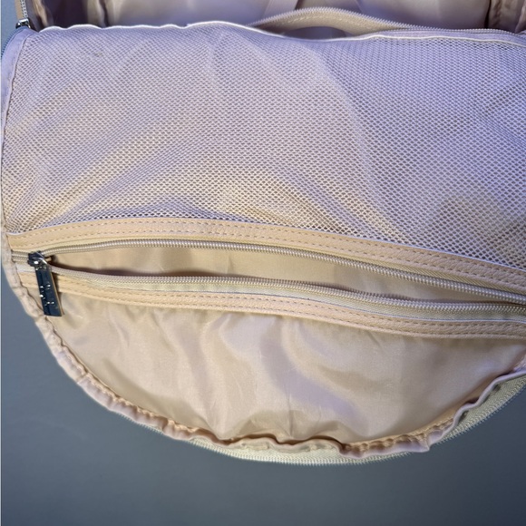 BEIS Cream Canvas Backpack with Blush Tan Trim - Picture 4 of 14